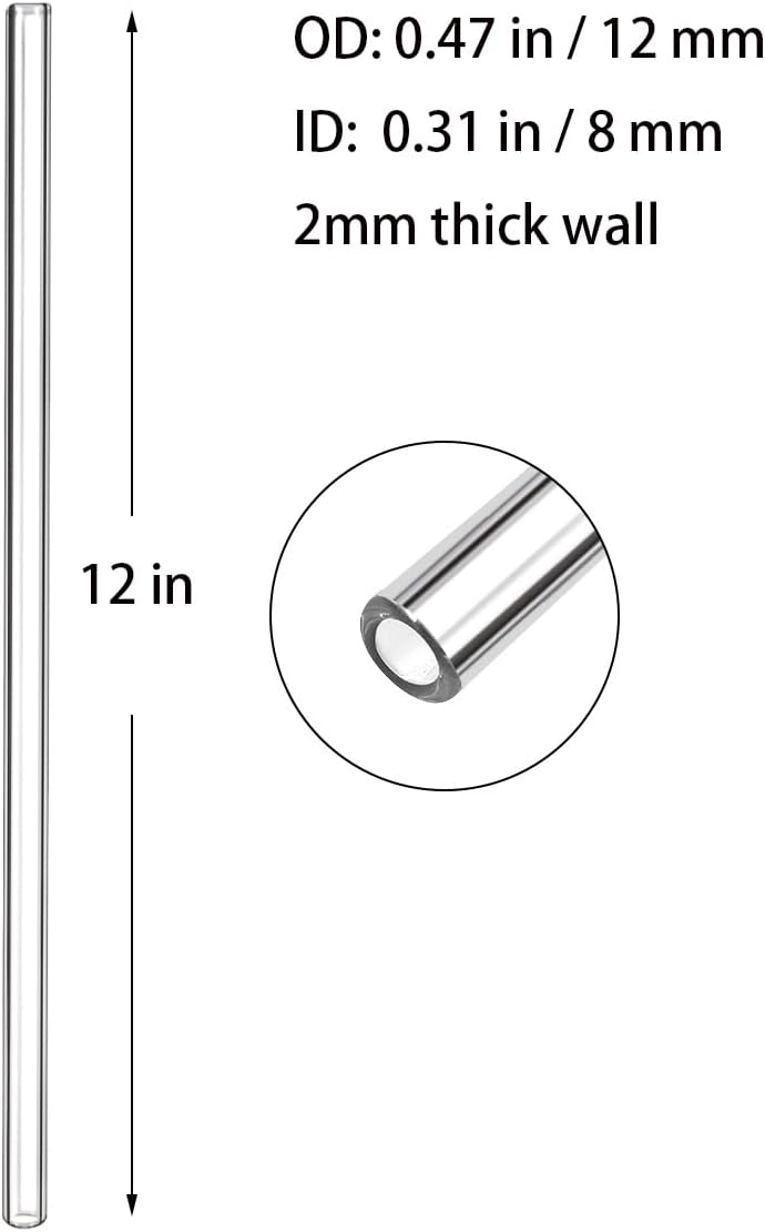 LIFEHIM 12 pcs Borosilicate Glass Tubes OD 12mm 12 inch Long Clear Glass Blowing Tubes Bulk 2mm Thick Wall - Image 2